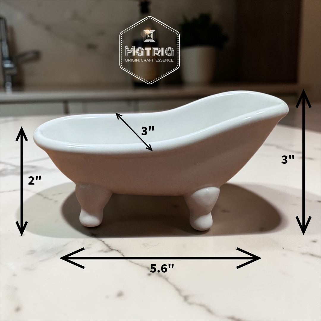 White ceramic bathtub soap holder