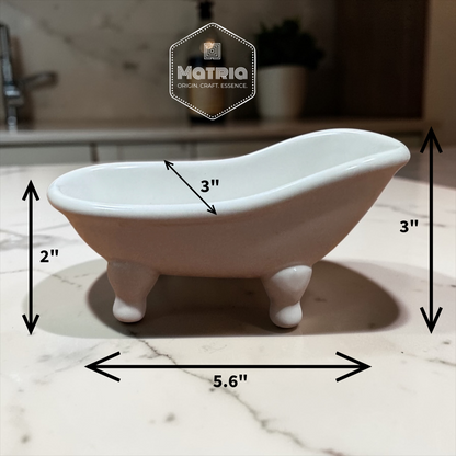 White ceramic bathtub soap holder